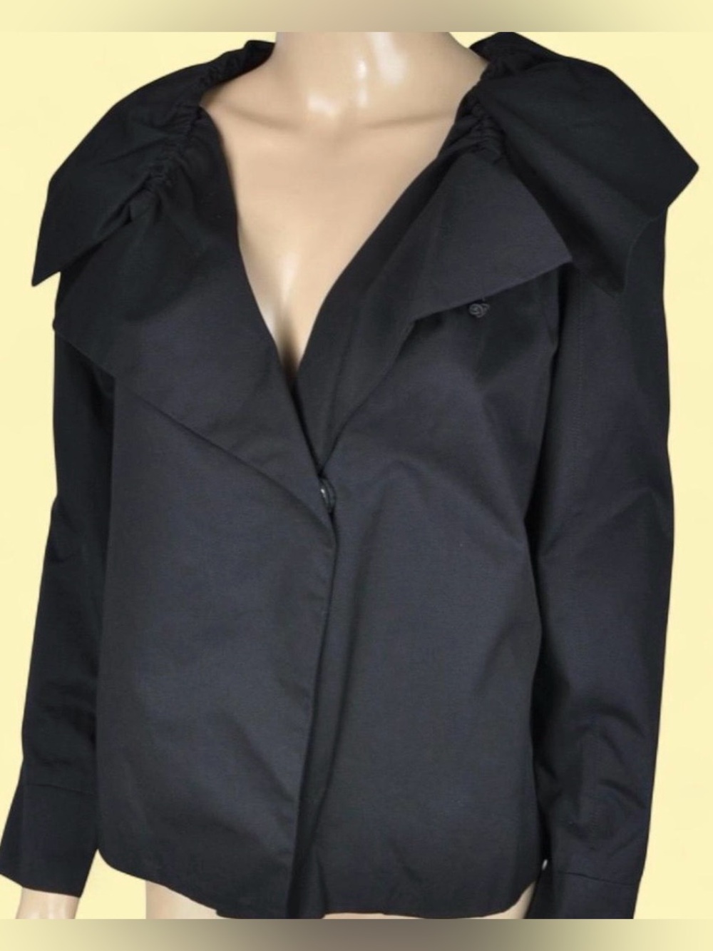 Simply Vera Vera Wang Lined Black One Snap Collared Jacket Size S
